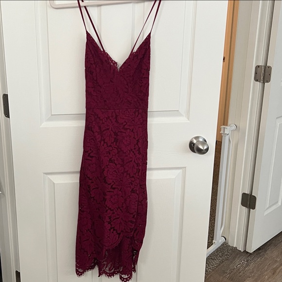 Lulus Burgundy Lace Dress - Picture 1 of 6